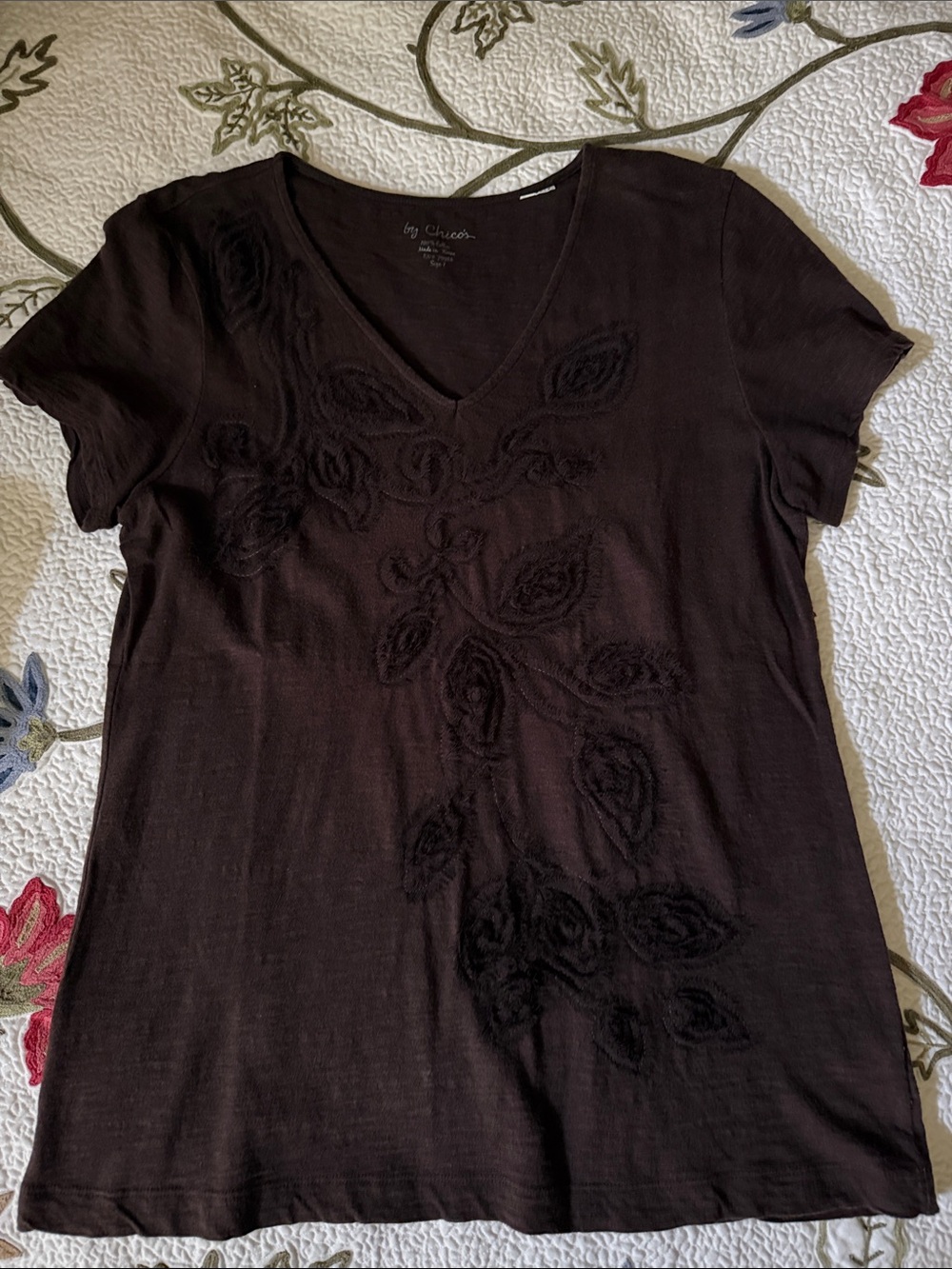 Chico's Chocolate Brown T-Shirt, Size 1